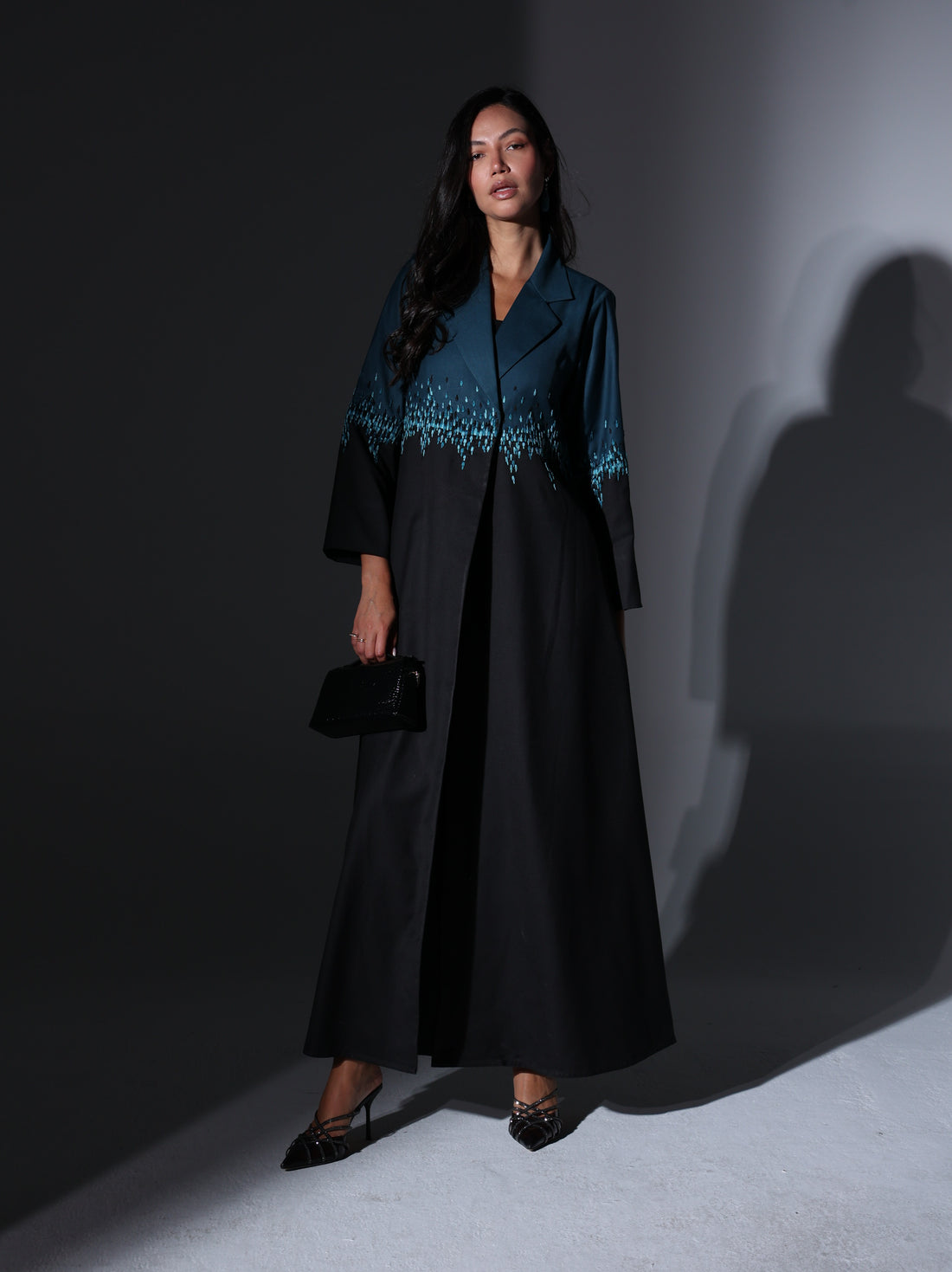 Misk abaya -black and turquoise