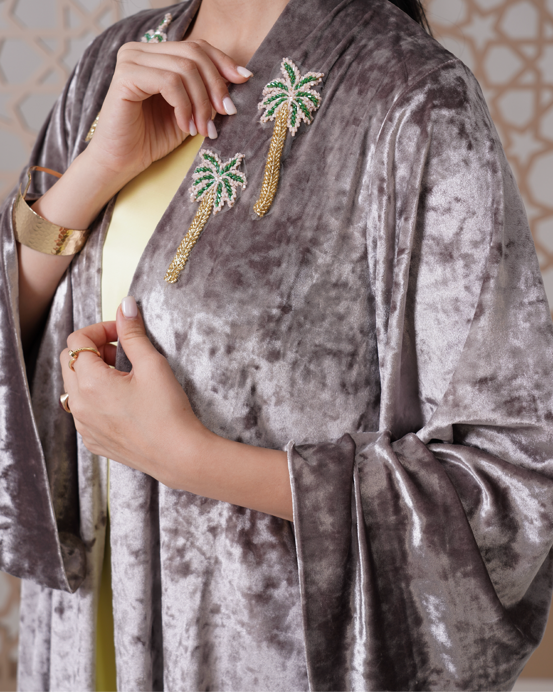 Loubna Abaya — Silver & Yellow